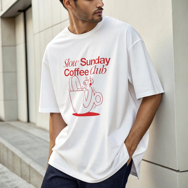 Slow Sunday Coffee Club - Mid-Weight Oversized T-Shirt