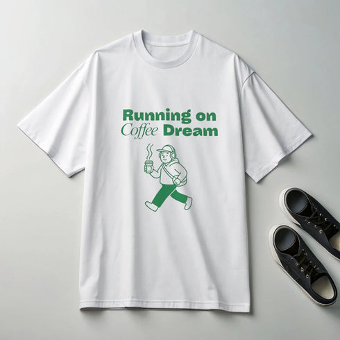 Running On Coffee - Mid-Weight Oversized T-Shirt