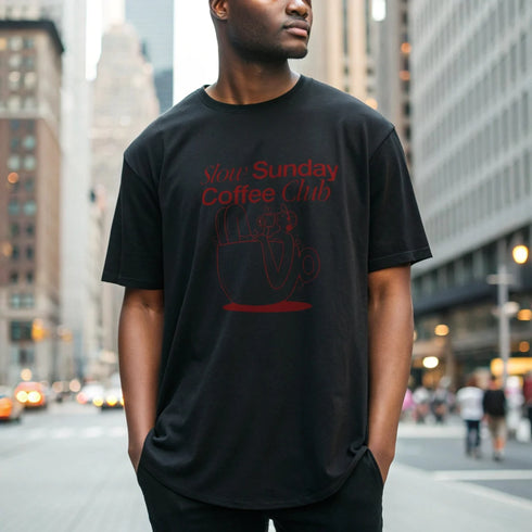 Slow Sunday Coffee Club - Mid-Weight Oversized T-Shirt