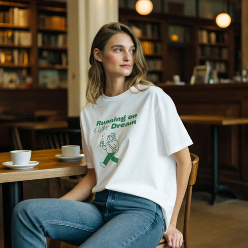 Running On Coffee - Mid-Weight Oversized T-Shirt